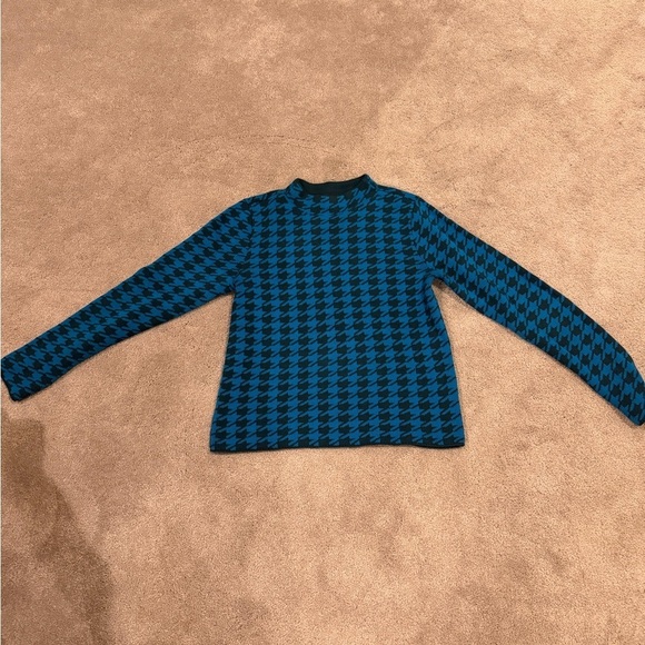 Ann Taylor Sweaters - Ann Taylor Blue Houndstooth Women's Sweater